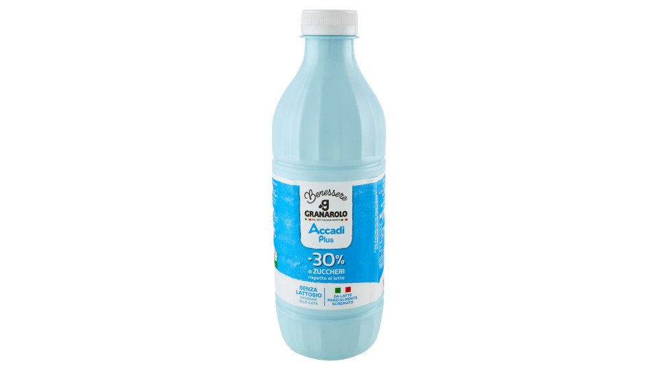 Granarolo Benessere Accadì Plus -30% di Zuccheri Senza Lattosio da Latte Parzialmente Scremato 1 L