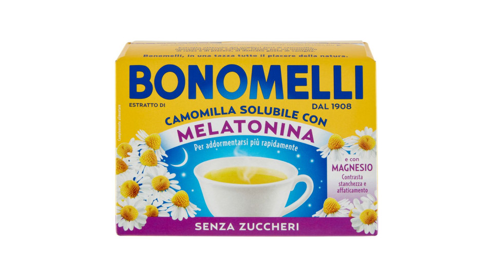 Bonomelli Estratto di Camomilla Solubile con Melatonina e con Magnesio Senza Zuccheri 16 x 4,5 g