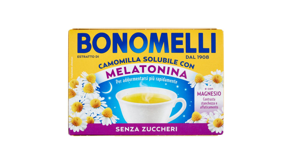 Bonomelli Estratto di Camomilla Solubile con Melatonina e con Magnesio Senza Zuccheri 16 x 4,5 g