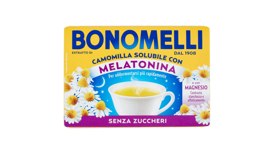 Bonomelli Estratto di Camomilla Solubile con Melatonina e con Magnesio Senza Zuccheri 16 x 4,5 g