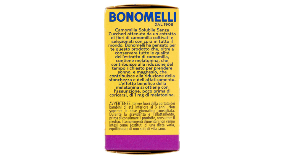 Bonomelli Estratto di Camomilla Solubile con Melatonina e con Magnesio Senza Zuccheri 16 x 4,5 g