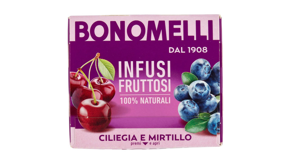 Bonomelli Infusi Fruttosi 100% Naturali Ciliegia e Mirtillo 12 Filtri 24 g