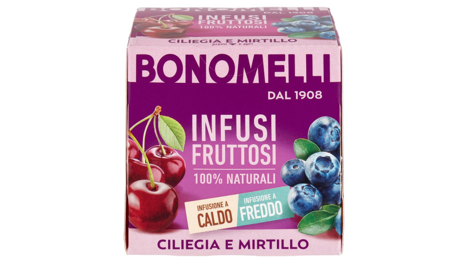 Bonomelli Infusi Fruttosi 100% Naturali Ciliegia e Mirtillo 12 Filtri 24 g
