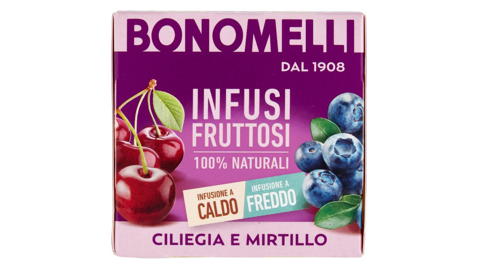 Bonomelli Infusi Fruttosi 100% Naturali Ciliegia e Mirtillo 12 Filtri 24 g