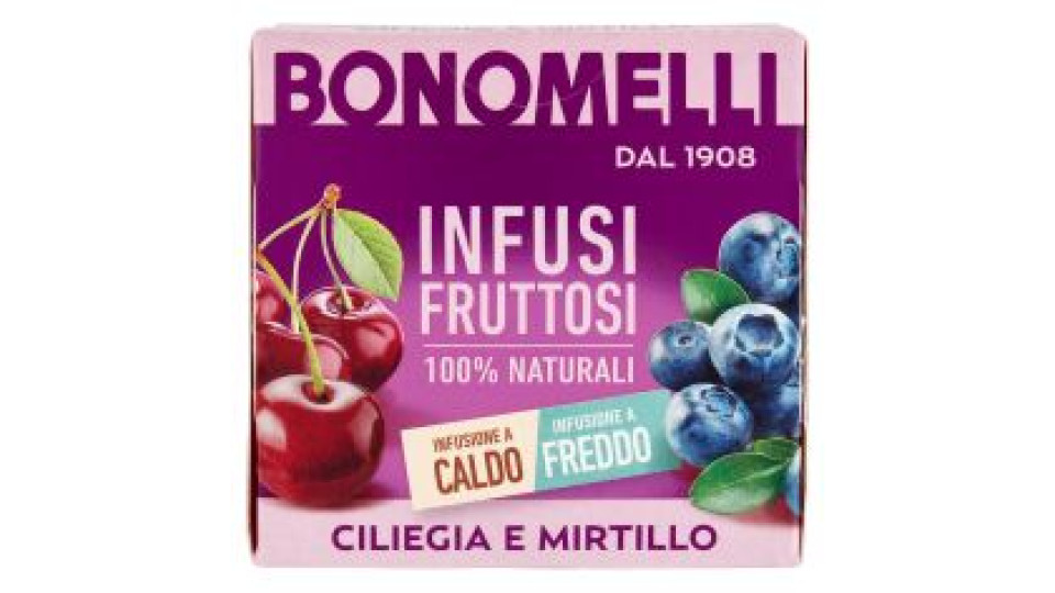 Bonomelli Infusi Fruttosi 100% Naturali Ciliegia e Mirtillo 12 Filtri 24 g