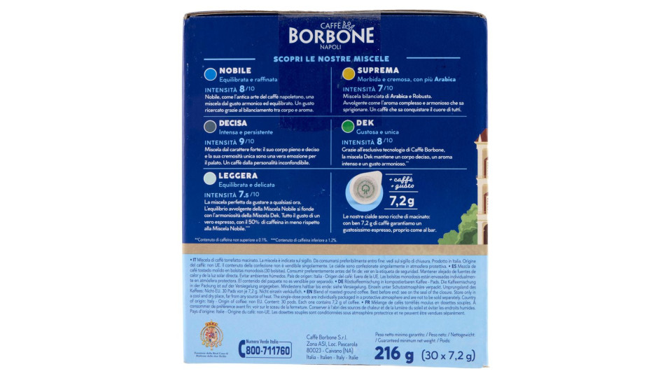 Caffè Borbone Miscela Nobile Cialde Compostabili* 120 x 7,2 g