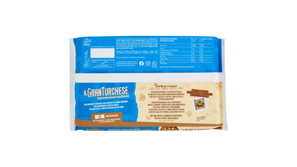 Colussi il GranTurchese Integrale con Grano Saraceno e Gocce di Cioccolato One Piece 340 g