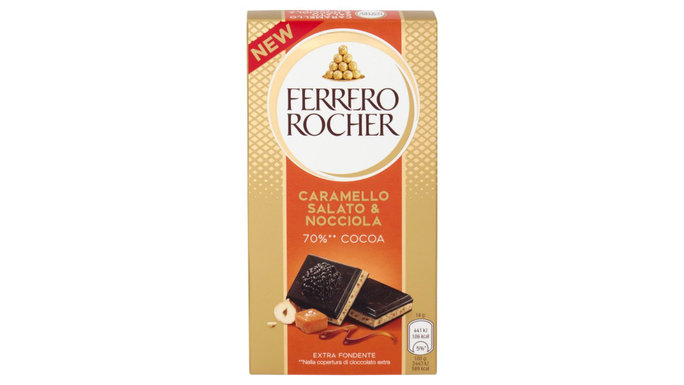 Ferrero Rocher Caramello Salato & Nocciola 70%** Cocoa Extra Fondente 90 g