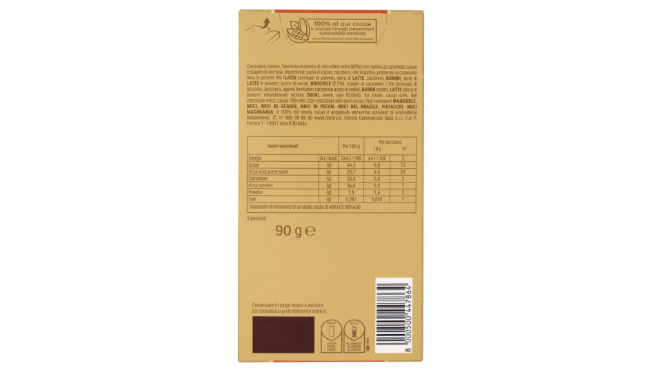 Ferrero Rocher Caramello Salato & Nocciola 70%** Cocoa Extra Fondente 90 g