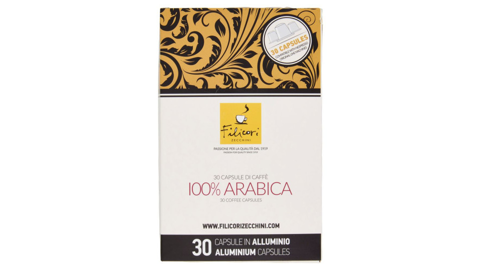 Filicori Zecchini 30 Capsule di Caffè 100% Arabica Compatibili con Nespresso Original Line 30 x 5,5g