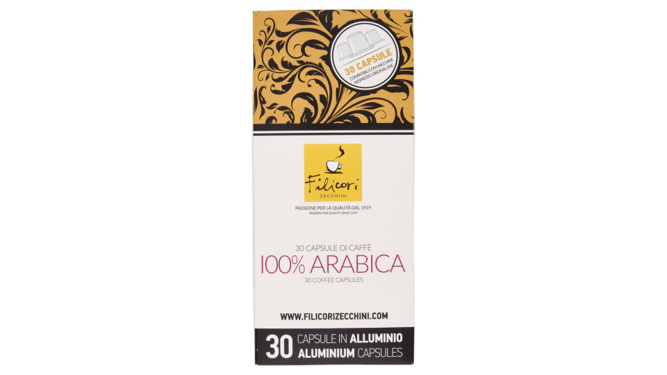 Filicori Zecchini 30 Capsule di Caffè 100% Arabica Compatibili con Nespresso Original Line 30 x 5,5g