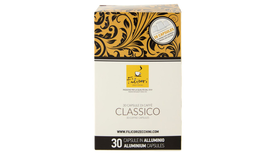 Filicori Zecchini 30 Capsule di Caffè Classico Compatibili con Nespresso Original Line 30 x 5,5 g
