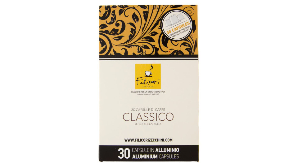 Filicori Zecchini 30 Capsule di Caffè Classico Compatibili con Nespresso Original Line 30 x 5,5 g