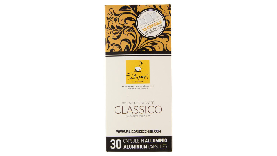 Filicori Zecchini 30 Capsule di Caffè Classico Compatibili con Nespresso Original Line 30 x 5,5 g