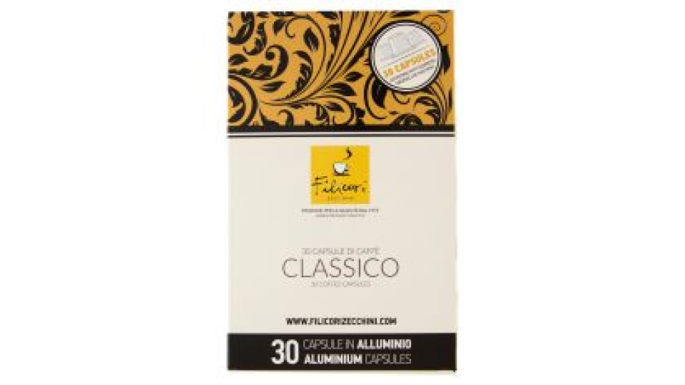 Filicori Zecchini 30 Capsule di Caffè Classico Compatibili con Nespresso Original Line 30 x 5,5 g