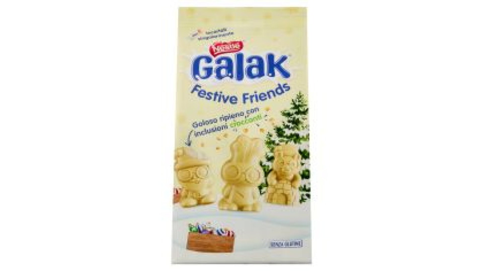 GALAK Festive Friends Personaggi di Cioccolato Bianco e Cereali Sacchetto 147g
