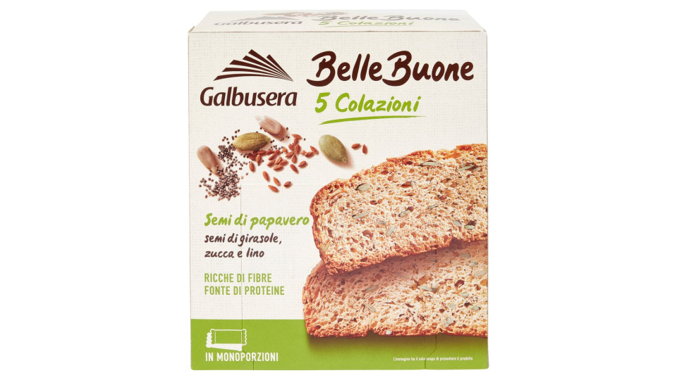 Galbusera BelleBuone 5 Colazioni Cioccolato semi di papavero, semi di girasole e semi di zucca 5x40g