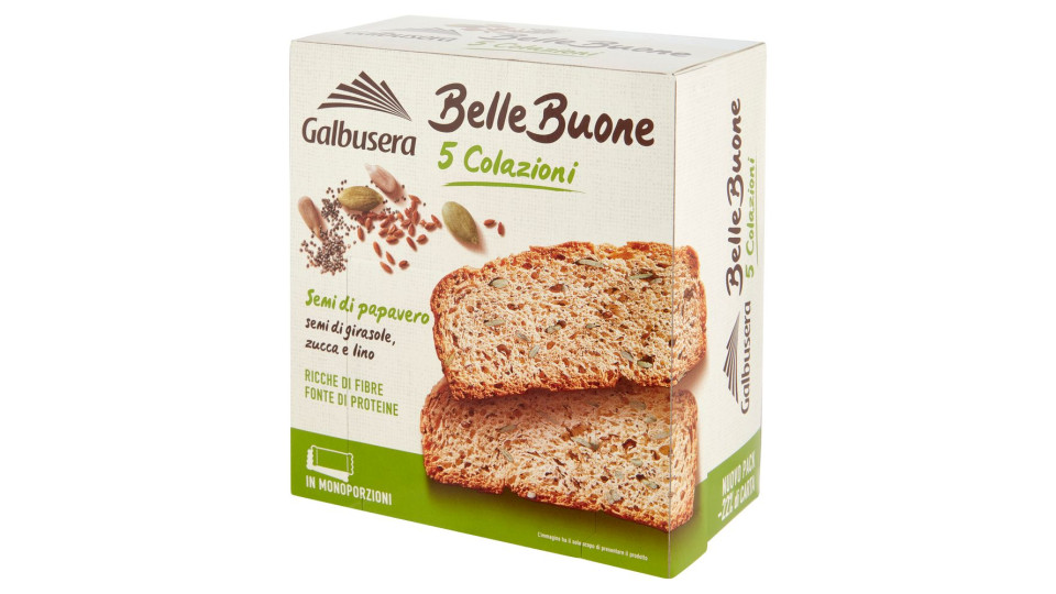 Galbusera BelleBuone 5 Colazioni Cioccolato semi di papavero, semi di girasole e semi di zucca 5x40g