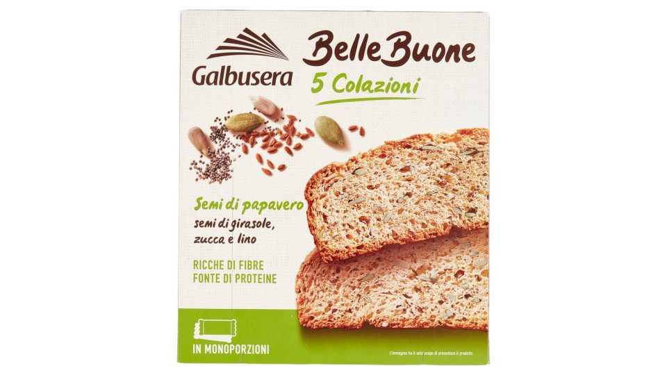 Galbusera BelleBuone 5 Colazioni Cioccolato semi di papavero, semi di girasole e semi di zucca 5x40g