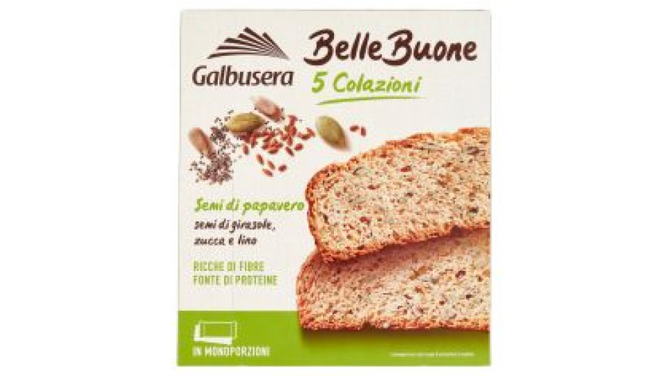 Galbusera BelleBuone 5 Colazioni Cioccolato semi di papavero, semi di girasole e semi di zucca 5x40g