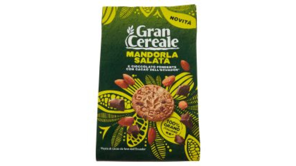 Gran Cereale Biscotti con Mandorla Salata e Cioccolato Fondente con Fave dell'Ecuador 280g