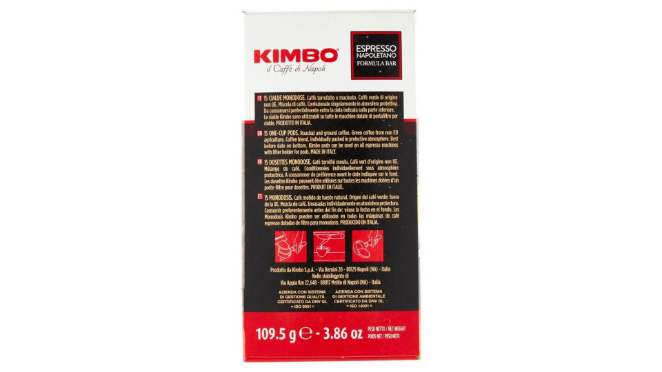 Kimbo Espresso Decaf Formula Bar 15 Cialde Compostabili* 109.5 g