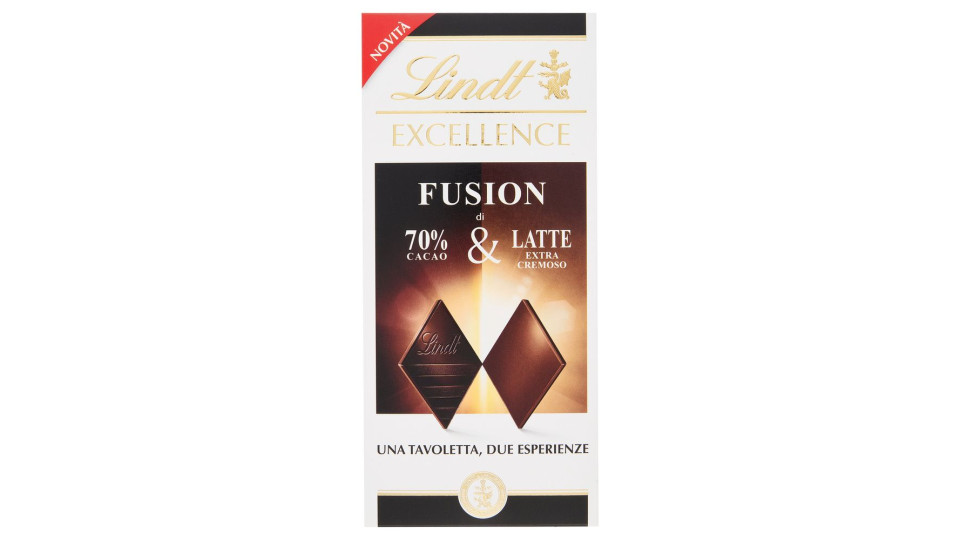 Lindt Excellence Fusion Tavoletta 2 strati cioccolato fondente 70% e latte 100 g