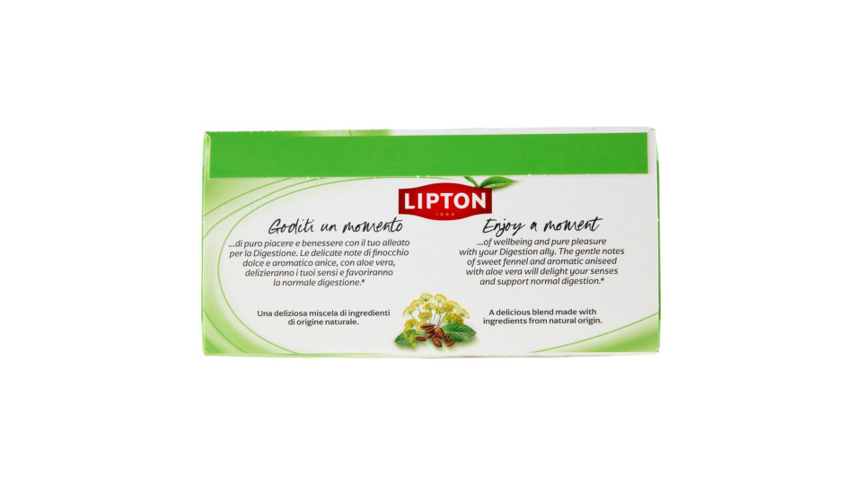 Lipton Digestione Finocchio, Anice, Menta + Aloe Vera Tisana di Erbe 17 x 1,9 g