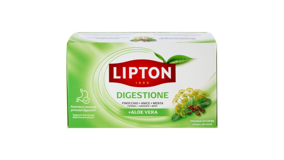 Lipton Digestione Finocchio, Anice, Menta + Aloe Vera Tisana di Erbe 17 x 1,9 g