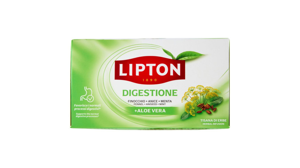 Lipton Digestione Finocchio, Anice, Menta + Aloe Vera Tisana di Erbe 17 x 1,9 g