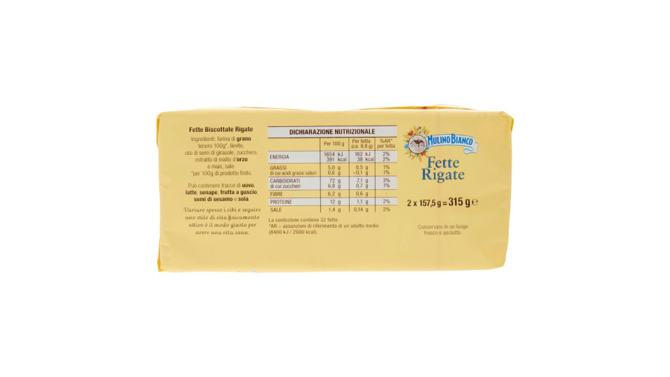 Mulino Bianco Fette Biscottate Rigate 315g