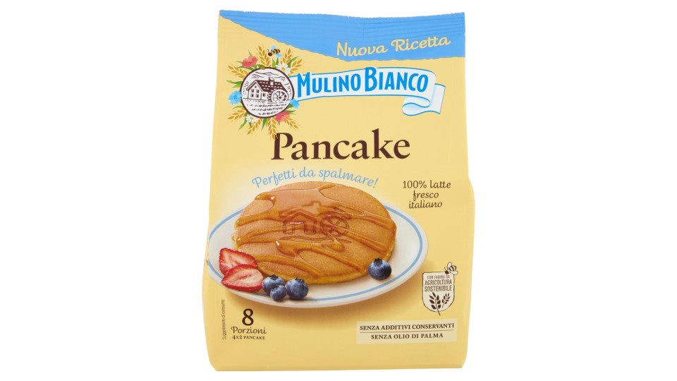 Mulino Bianco Pancake Merenda 100% Latte Fresco Italiano e Farina Sostenibile 8 Porzioni 280g