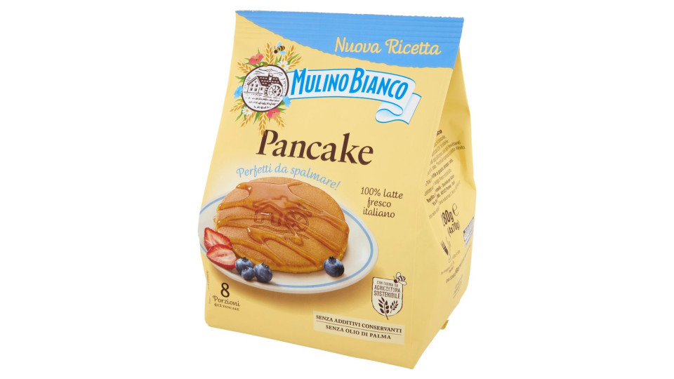 Mulino Bianco Pancake Merenda 100% Latte Fresco Italiano e Farina Sostenibile 8 Porzioni 280g