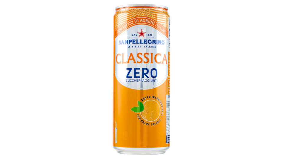 BIBITE SANPELLEGRINO, Bevande Gassate, Classica Zero, Lattina 33cl