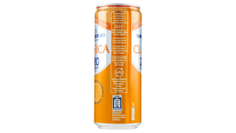 BIBITE SANPELLEGRINO, Bevande Gassate, Classica Zero, Lattina 33cl