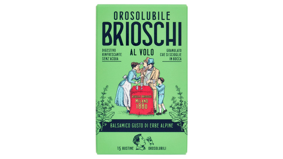 Brioschi Orosolubile al Volo Balsamico Gusto di Erbe Alpine 15 x 1 g