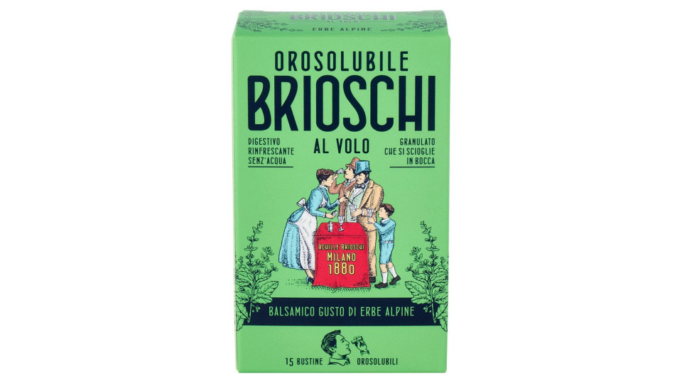 Brioschi Orosolubile al Volo Balsamico Gusto di Erbe Alpine 15 x 1 g
