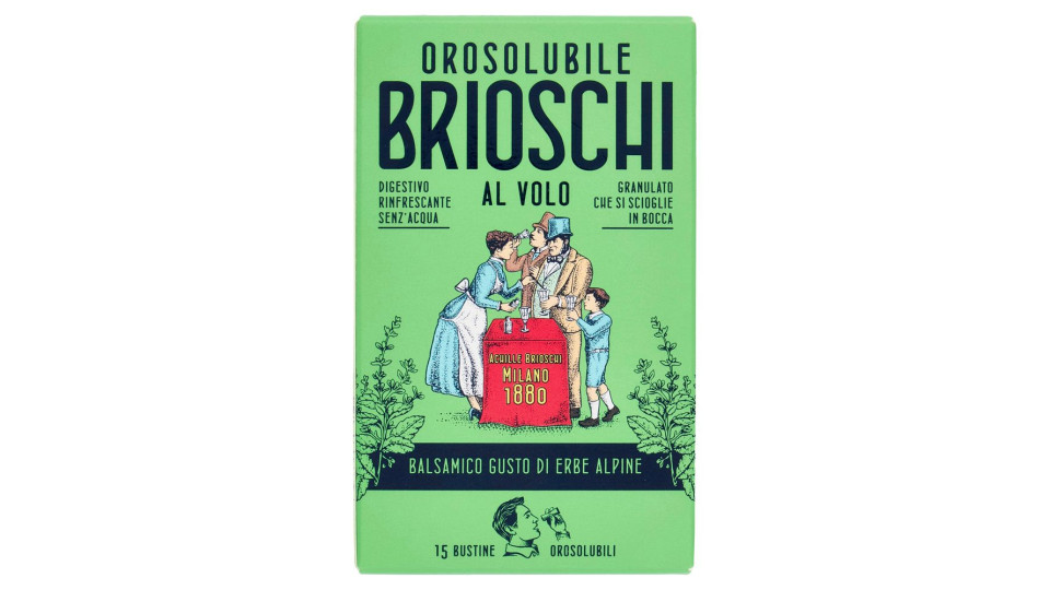 Brioschi Orosolubile al Volo Balsamico Gusto di Erbe Alpine 15 x 1 g