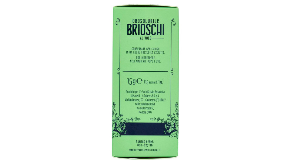 Brioschi Orosolubile al Volo Balsamico Gusto di Erbe Alpine 15 x 1 g