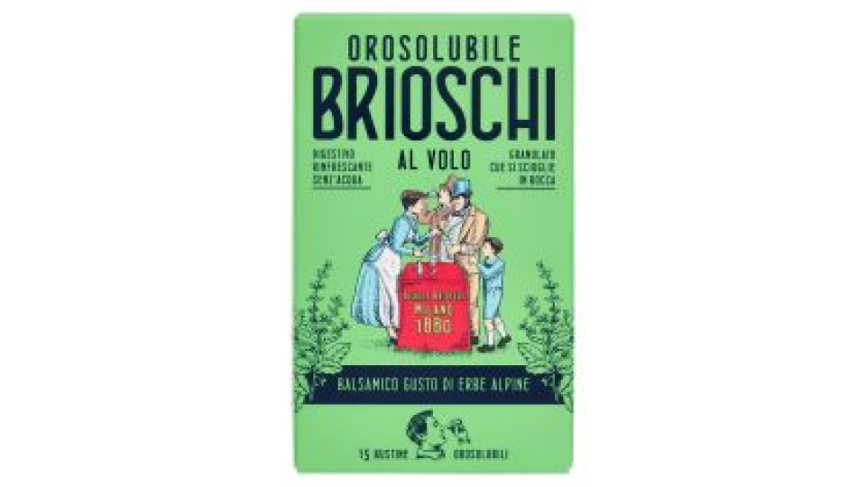 Brioschi Orosolubile al Volo Balsamico Gusto di Erbe Alpine 15 x 1 g
