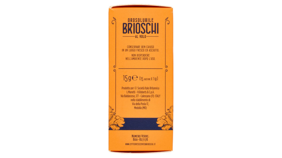Brioschi Orosolubile al Volo Pungente Gusto di Zenzero 15 x 1 g