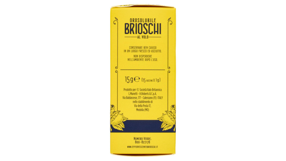 Brioschi Orosolubile al Volo Squisito Gusto di Limone 15 x 1 g