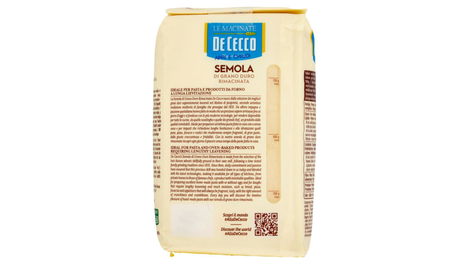 De Cecco Le Macinate Bio Semola di Grano Duro Rimacinata 1 Kg