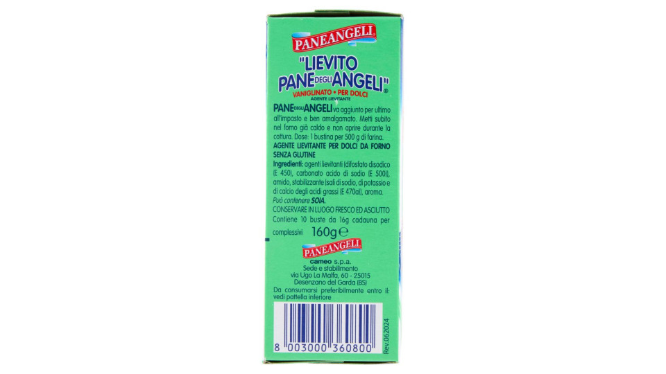 PANEANGELI "Lievito Pane degli Angeli" Vaniglinato per Dolci 10 x 16 g