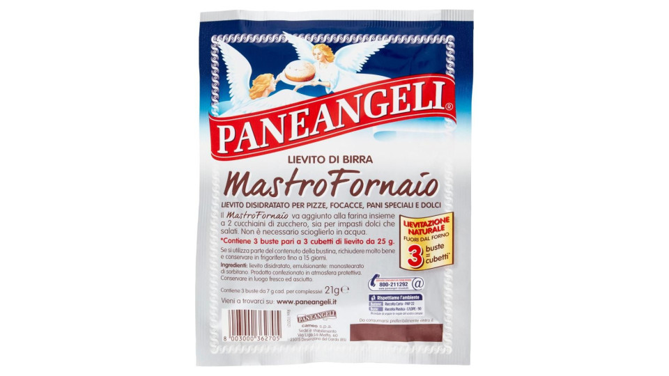 PANEANGELI Lievito di Birra Mastro Fornaio per Pizze, Focacce, Pani Speciali e Dolci 3 x 7 g