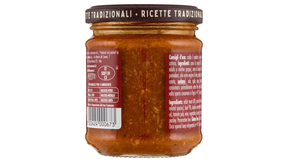 i toscanacci Ragù di Coniglio con Funghi Porcini 180 g