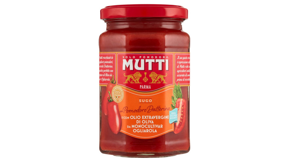 Mutti Sugo con Pomodoro Datterino e con Olio Extravergine di Oliva da Moonocultivar Ogliarola 280 g