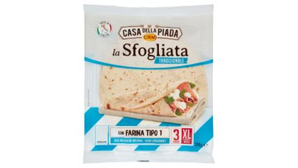 Casa della Piada la Sfogliata Tradizionale Formato Maxi XL 3 Piadine 390 g