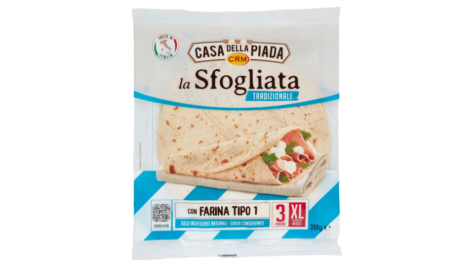 Casa della Piada la Sfogliata Tradizionale Formato Maxi XL 3 Piadine 390 g