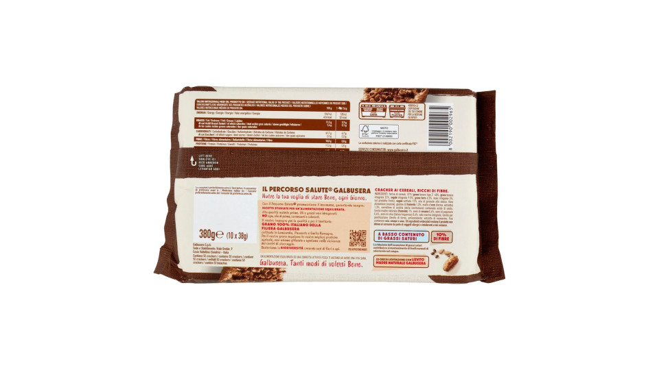 Galbusera Più Integrali con Semi di Sesamo, Papavero, Chia e Croccanti Chicchi di Segale 10 x 38 g
